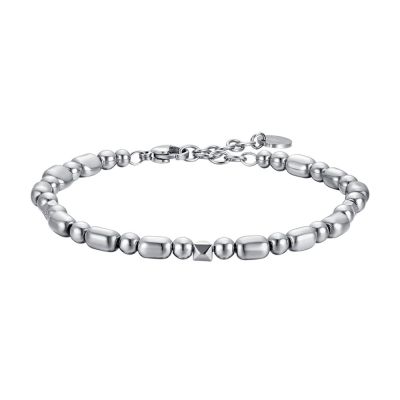 Luca Barra Bracciale Acciaio ed Ematite Silver