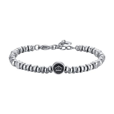 Luca Barra Bracciale Acciaio Corona Smalto Nero