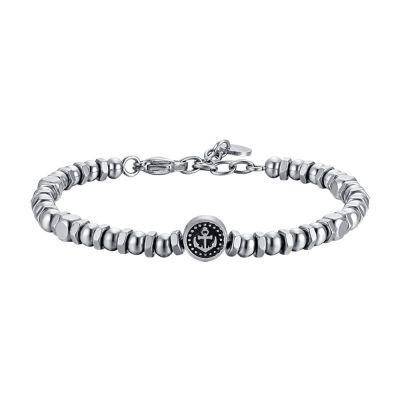 Luca Barra Bracciale Acciaio Ancora Smalto Nero