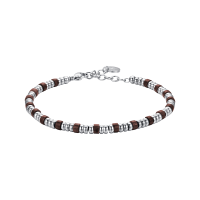 Luca Barra Bracciale Acciaio e Pietre Occhio di Tigre