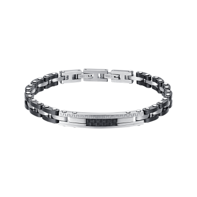Luca Barra Bracciale Acciaio e Ceramica Nera