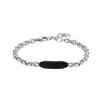 Luca Barra Bracciale Acciaio con Piastra Nera