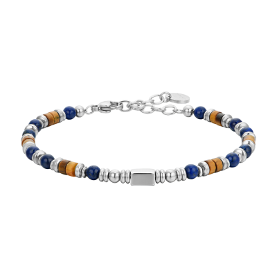 Luca Barra Bracciale Acciaio Lapis e Occhio di Tigre