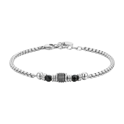 Luca Barra Bracciale Acciaio Agata Nera ed Elementi