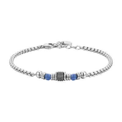 Luca Barra Bracciale Acciaio Sodalite Blu ed Elementi
