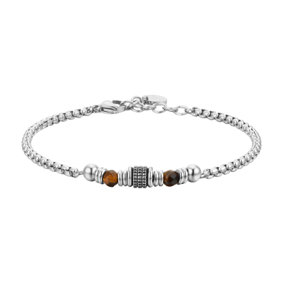 Luca Barra Bracciale Acciaio Occhio Di Tigre ed Elementi