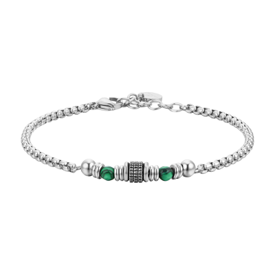 Luca Barra Bracciale Acciaio Malachite ed Elementi