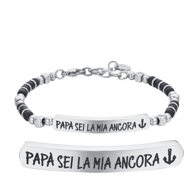 Luca Barra Bracciale Acciaio "Papà Sei la Mia Ancora"