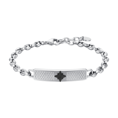 Luca Barra Bracciale Acciaio Piastra e Rosa Dei Venti