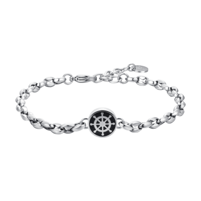 Luca Barra Bracciale Acciaio Con Timone  Ip Nero