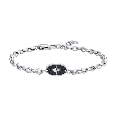 Luca Barra Bracciale Acciaio Con Rosa Dei Venti