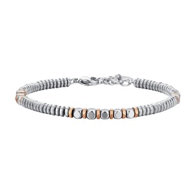 Luca Barra Bracciale Acciaio ed Ematite Silver e Rosè
