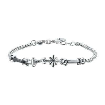 Luca Barra Bracciale Acciaio e Ceramica con Rosa Dei Venti