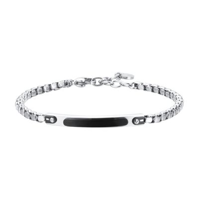 Luca Barra Bracciale Acciaio Piastra Ip Nero