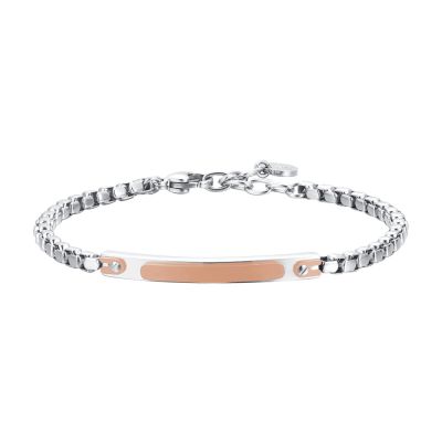 Luca Barra Bracciale Acciaio Piastra Ip Rosè