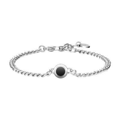 Luca Barra Bracciale Acciaio e Smalto Nero