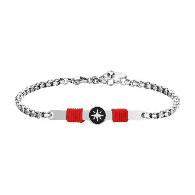Luca Barra Bracciale Acciaio Rosa dei Venti e Corda