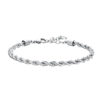 Luca Barra Bracciale Acciaio Catena Corda 4 mm