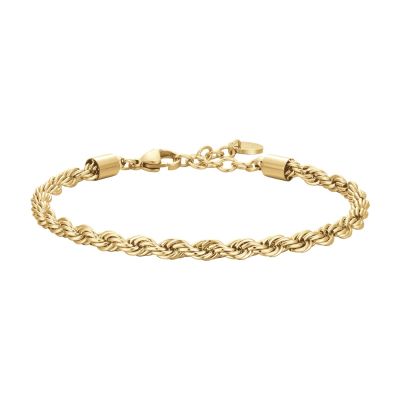 Luca Barra Bracciale Acciaio Dorato Catena Corda 4 mm