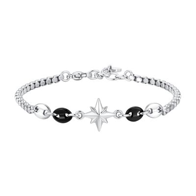 Luca Barra Bracciale Acciaio Ip Nero e Rosa dei Venti