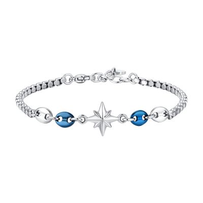 Luca Barra Bracciale Acciaio Ip Blu e Rosa dei Venti