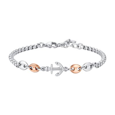 Luca Barra Bracciale Acciaio Ip Rosè e Ancora