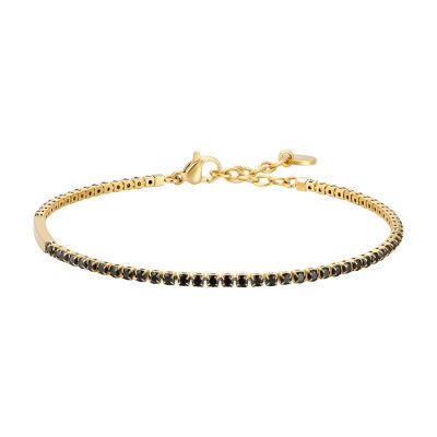 Luca Barra Tennis Acciaio Gold Zirconi Neri