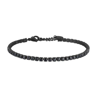 Luca Barra Tennis Acciaio Ip Nero Zirconi Neri