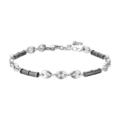 Luca Barra Bracciale Acciaio con Ematite Grigia