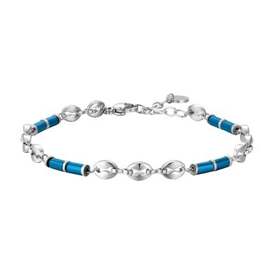 Luca Barra Bracciale Acciaio con Ematite Blu