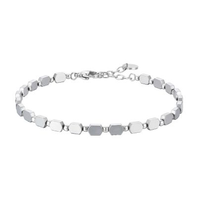 Luca Barra Bracciale Acciaio con Ematite Silver