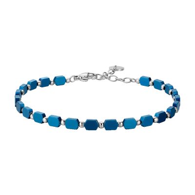 Luca Barra Bracciale Acciaio con Ematite Blu