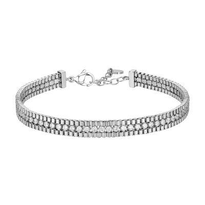 Luca Barra Bracciale Acciaio con Zirconi Bianchi