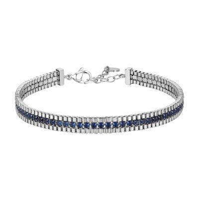 Luca Barra Bracciale Acciaio con Zirconi Blu