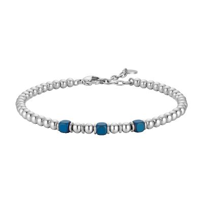 Luca Barra Bracciale Sfere Acciaio ed Ematite Blu