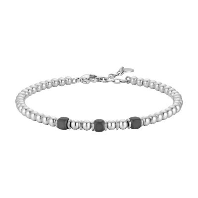 Luca Barra Bracciale Sfere Acciaio ed Ematite Grigia