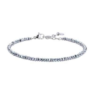 Luca Barra Bracciale Acciaio ed Ematite Silver