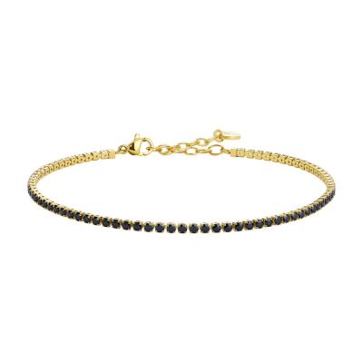 Luca Barra Tennis Acciaio Gold Zirconi Neri