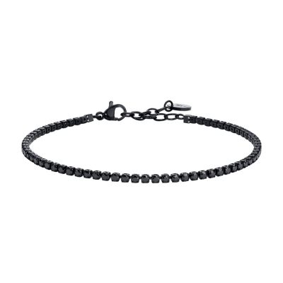 Luca Barra Tennis Acciaio Nero Zirconi Neri