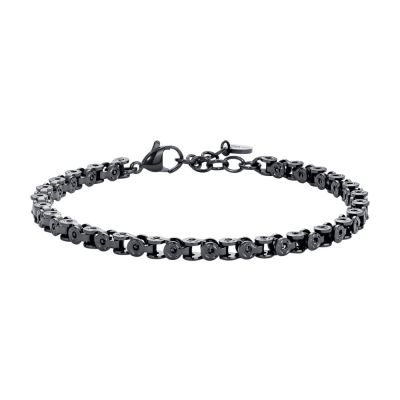 Luca Barra Bracciale Acciaio Nero Maglia Concatenata