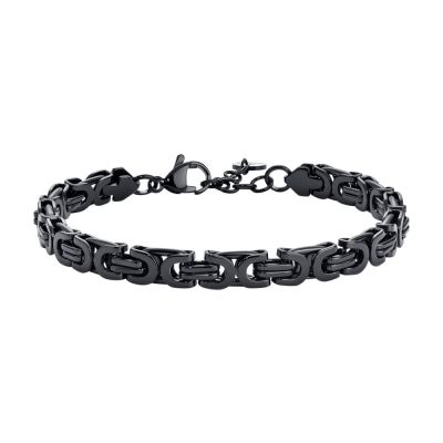 Luca Barra Bracciale Catena Acciaio Ip Nero 4 mm