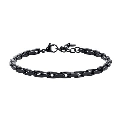 Luca Barra Bracciale Catena Acciaio Ip Nero 2 mm
