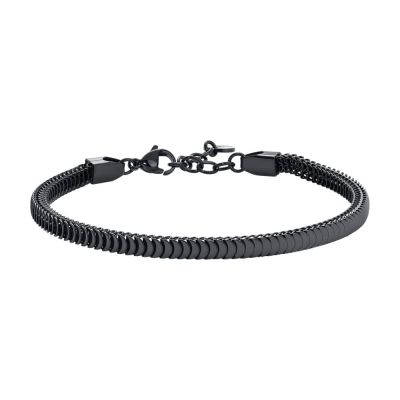 Luca Barra Bracciale Snake Acciaio Ip Nero 3 mm