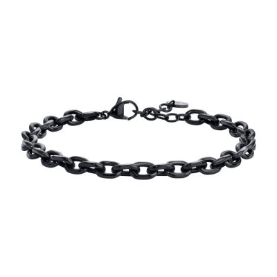 Luca Barra Bracciale Acciaio Ip Nero Catena 2 mm