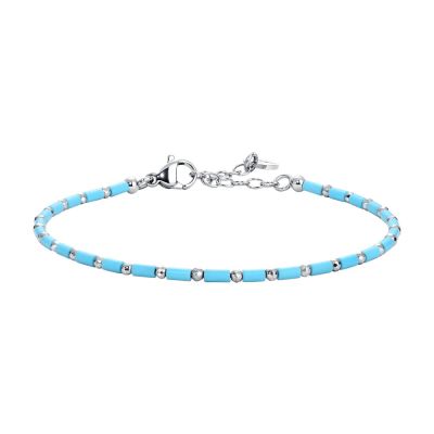 Luca Barra Bracciale Acciaio Ematite e Turchese
