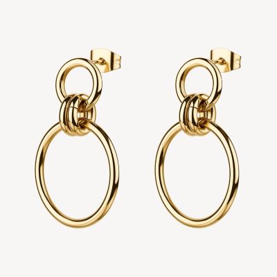 Brosway Orecchini Pendenti Acciaio Gold con Cerchi