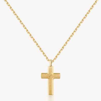 Brosway Collana Uomo Acciaio Gold Croce Satinata Backliner