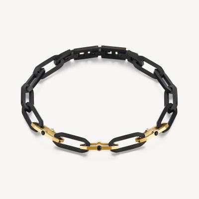 Brosway Bracciale Uomo Acciaio Nero Lucido e Satinato Caliburn