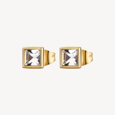 Brosway Orecchini Lobo Donna Acciaio Gold e Cristallo Emphasis