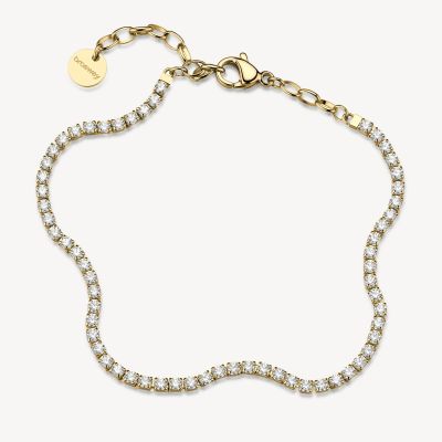 Brosway Tennis Acciaio Gold Zirconi Bianchi